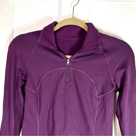Lululemon First Mile 1/2 Zip Pullover Darkest Magenta 6 ruched back - Picture 4 of 14
